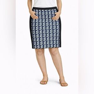 Marc Cain White and Blue Knee-Length Pencil Sports Skirt